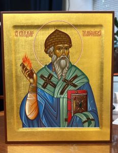 Рукописная икона Спиридон Тримифунтский №41 (Размер 21х25 см)