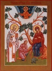 Рукописная икона Беседная Божия Матерь