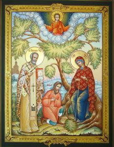 Рукописная икона Беседная Божия Матерь