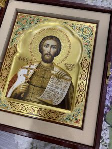 Рукописная икона Александр Невский 64