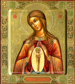Рукописная икона Помощница в родах
