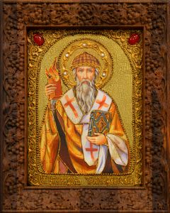 Икона Спиридон Тримифунтский с камнями
