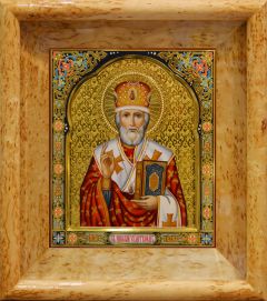Рукописная икона Николай Чудотворец 108 