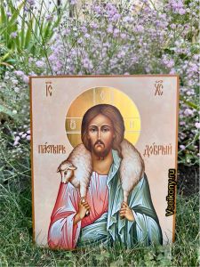 Рукописная икона Добрый Пастырь 5