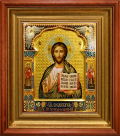 Рукописная икона Спас Вседержитель с Предстоящими №127 (Размер 27х31 см)