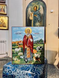 Рукописная икона Власий Севастийский