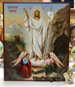 Рукописная икона Воскресение Христово 7 (Размер 21*25 см)