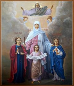 Рукописная икона Вера Надежда Любовь и Мать их София 11
