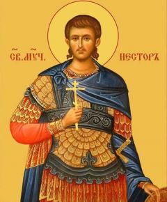 Рукописная икона Нестор Солунский