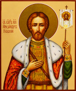 Рукописная икона Александр Невский 