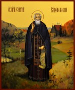 Рукописная икона Сергий Радонежский 26 (Размер 17*21 см)