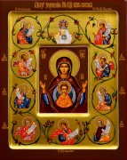 Рукописная икона Знамение Курская Коренная