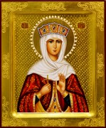 Рукописная икона Ирина Македонская с жемчугом