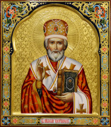 Рукописная икона Николай Чудотворец 108 