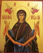 Рукописная икона Пояс Пресвятой Богородицы