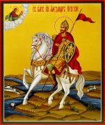 Рукописная икона Александр Невский на коне