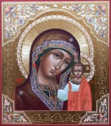 Рукописная Казанская икона с резьбой 5